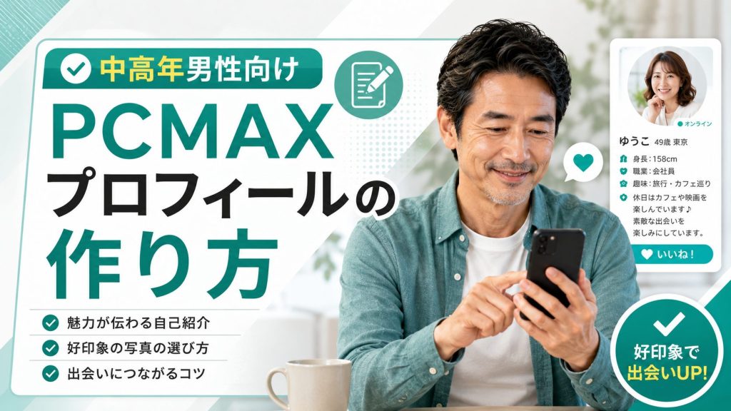 中高年男性向けにPCMAXプロフィールの作り方を解説する見出し画像