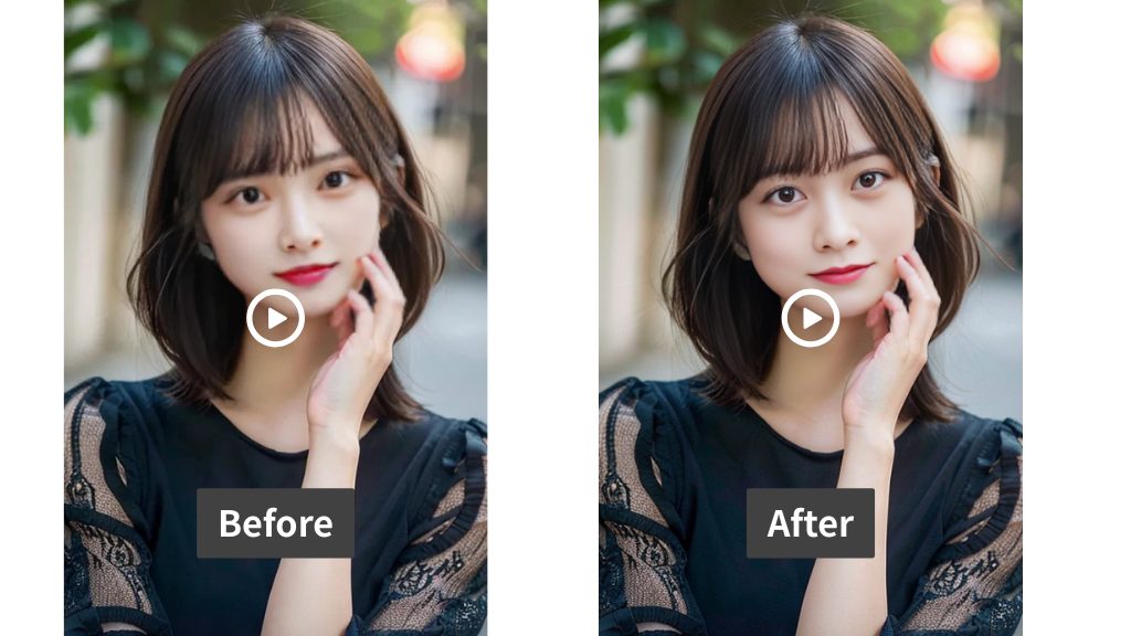 FaceSwitchのAIフェイススワップBefore/After比較。AIが自然な光と質感で顔を再現した例。