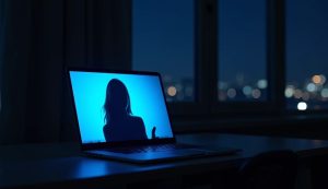 stripchat 無修正 ライブチャットを自宅で安全かつ匿名で視聴している夜のイメージ